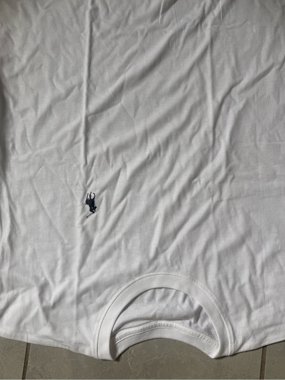 Polo by Ralph Lauren White Short Sleeve Tee with Navy Polo Player Logo